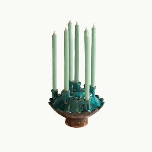 Teal Sculptural Candelabra