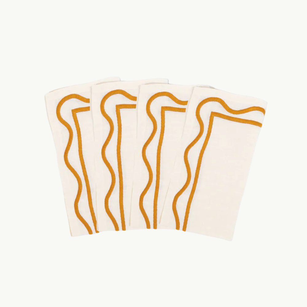 Ochre Scallop Linen Napkin | Set of 4
