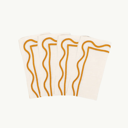 Ochre Scallop Linen Napkin | Set of 4