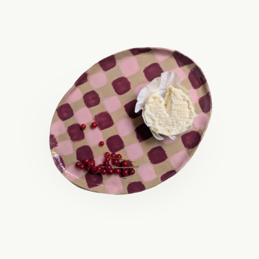 Blush Check Oval Platter