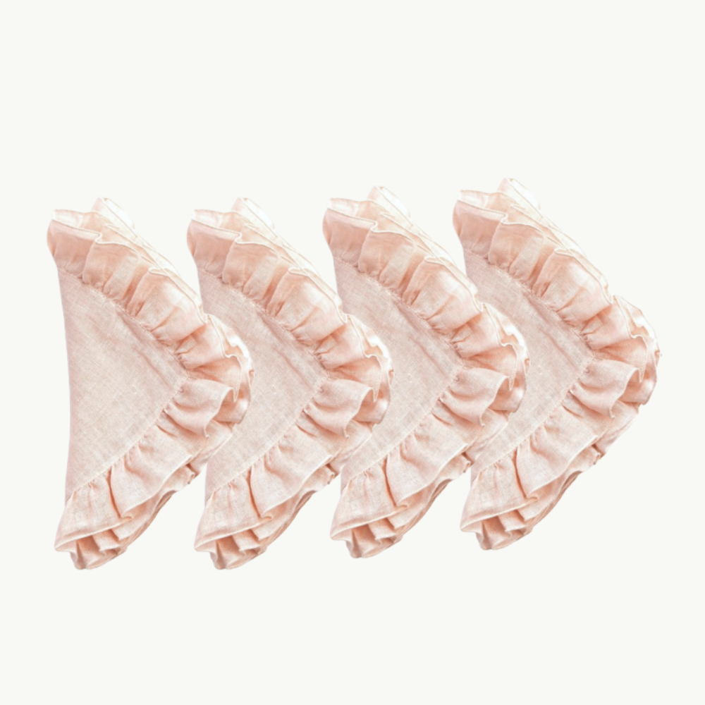 Blush Ruffle Linen Napkin | Set of 4