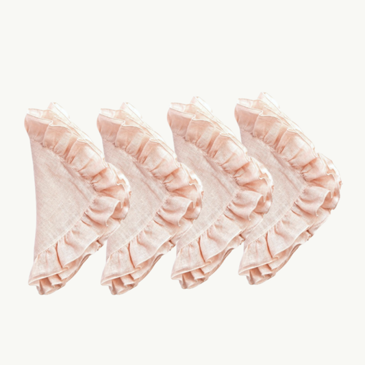 Blush Ruffle Linen Napkin | Set of 4