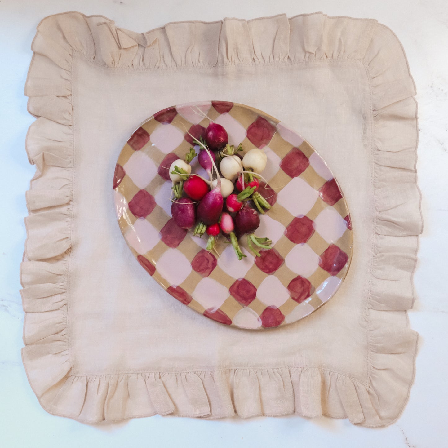 Blush Ruffle Linen Napkin | Set of 4