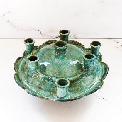 Teal Sculptural Candelabra