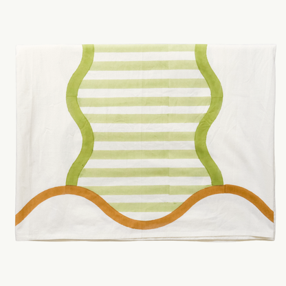 Olive and Ochre Stripe Tablecloth