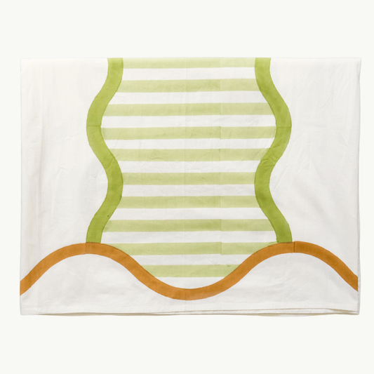 Olive and Ochre Stripe Tablecloth