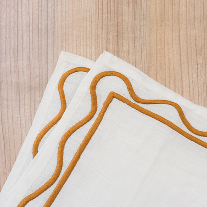 Ochre Scallop Linen Napkin | Set of 4
