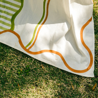 Olive and Ochre Stripe Tablecloth